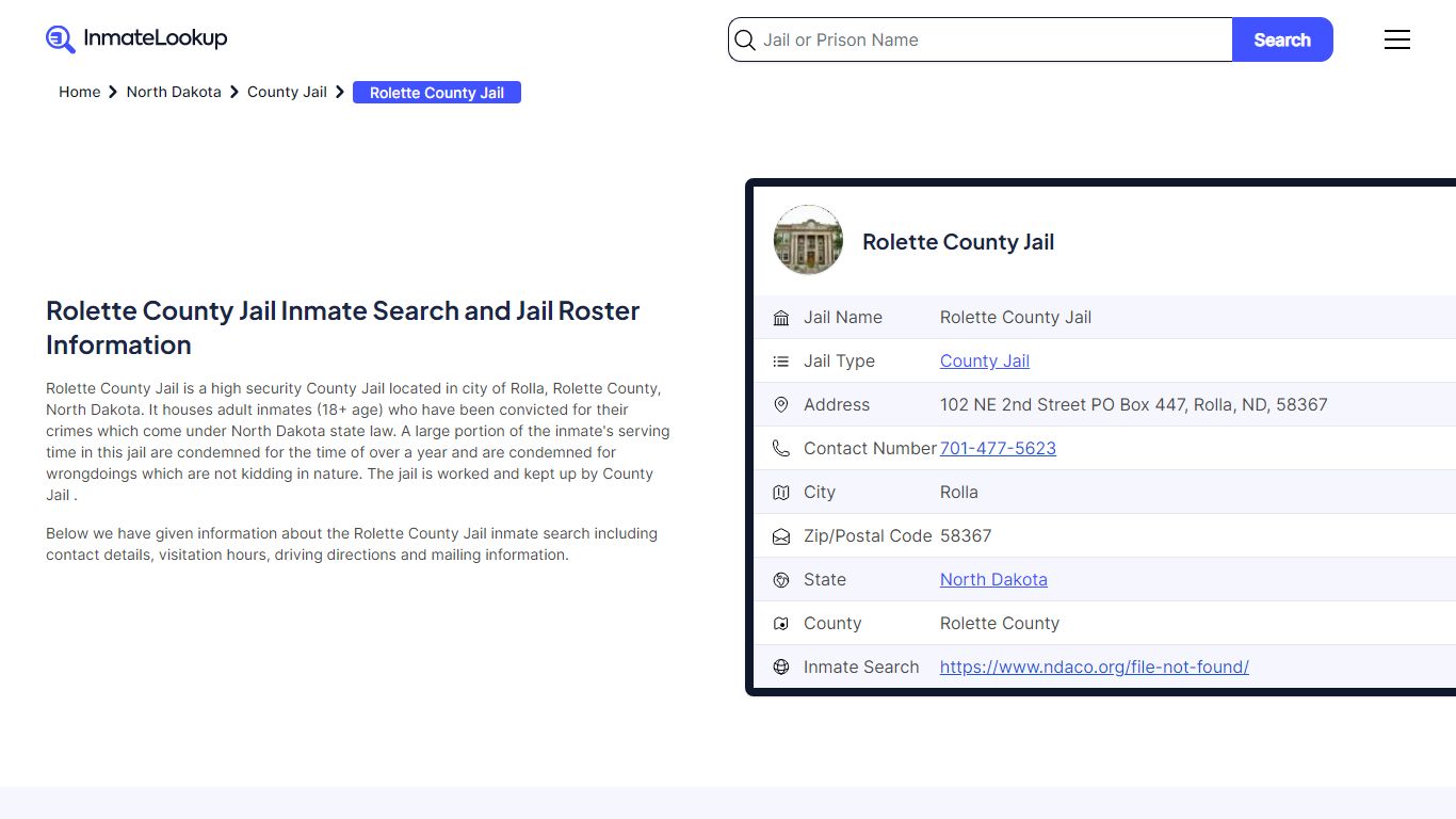 Rolette County Jail Inmate Search and Jail Roster Information