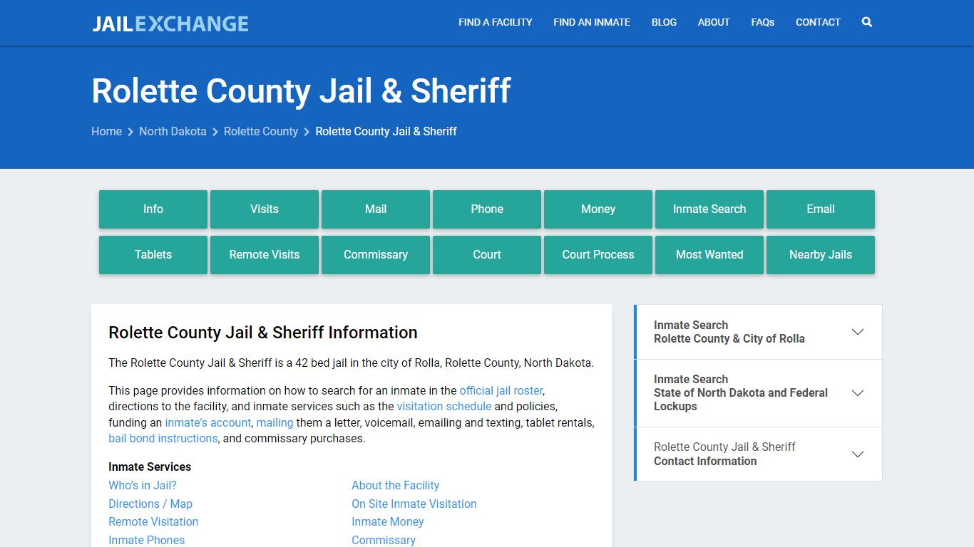Rolette County Jail & Sheriff, ND Inmate Search, Information